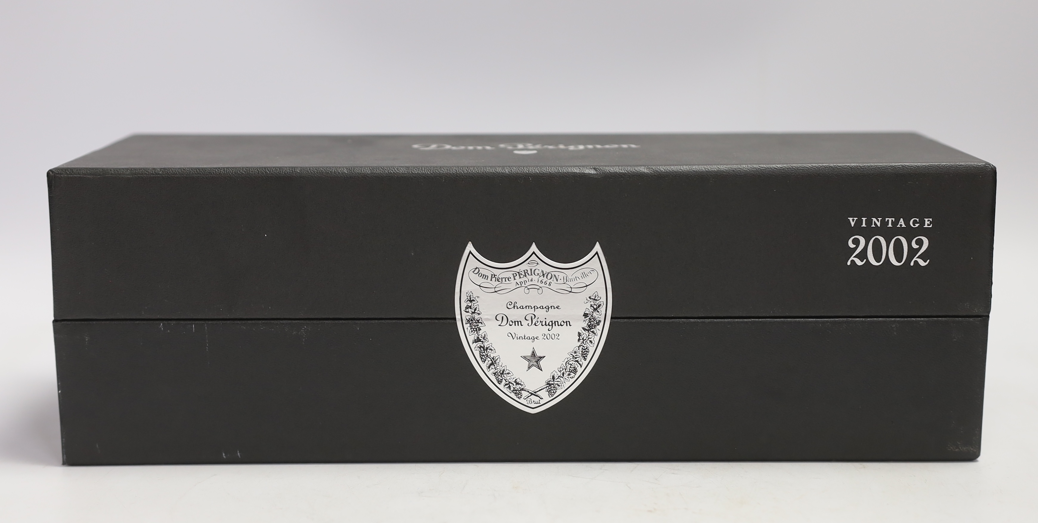 One cased bottle of Dom Perignon vintage 2002